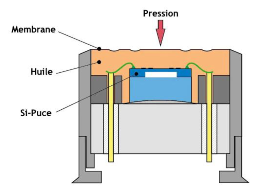Schéma du capteur de pression piézorésistif à puce en silicium