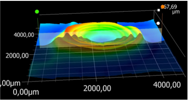 Vue générale de l'image utilisée pour mesurer l'augmentation de la surface de l'aluminium après l'impact