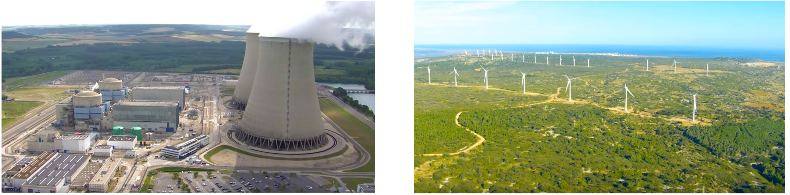 Centrale nucléaire et parc éolien