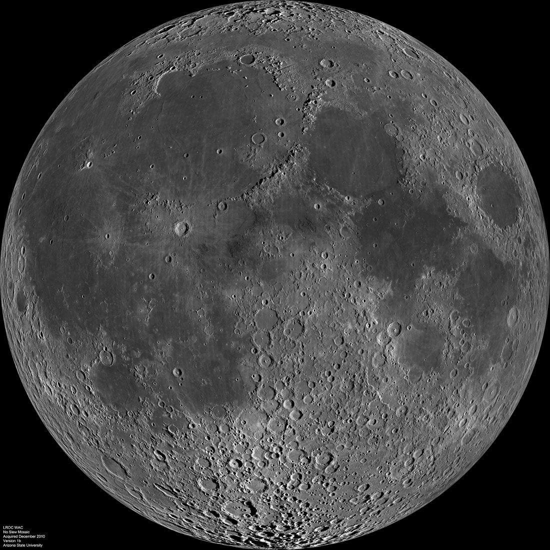 La face visible de la Lune, mosaïque LROC