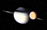 Saturne et son satellite Titan