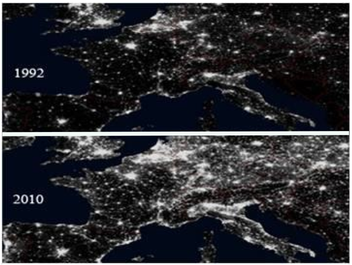 La France vue du ciel - en haut en 1992, en bas en 2010