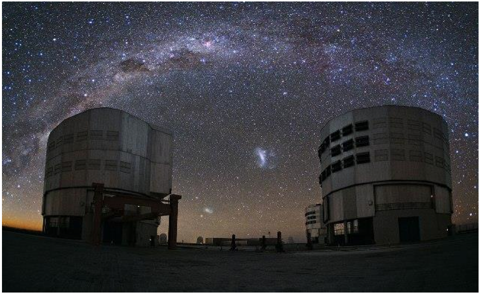 Le site du VLC au mont Paranal au Chili : la transparence du ciel est optimale et la pollution lumineuse inexistante