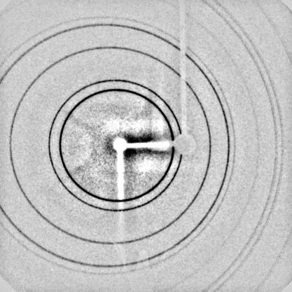 Image obtenue lors d'une exposition d'une poudre cristalline à un faisceau de rayons X